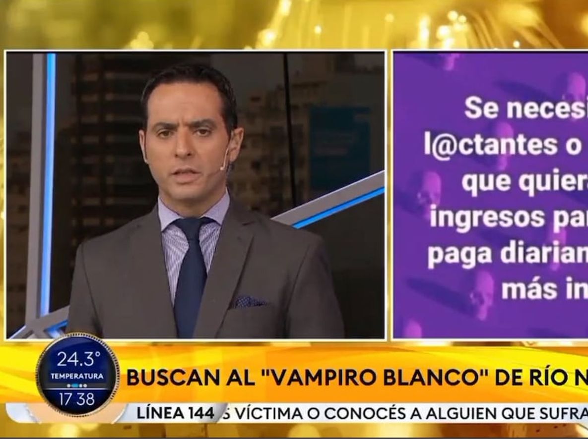 El periodista Ignacio González Prieto de TN, se tentó al aire al dar una noticia y tuvieron que ir a una pausa. / Foto: Captura Los Andes
