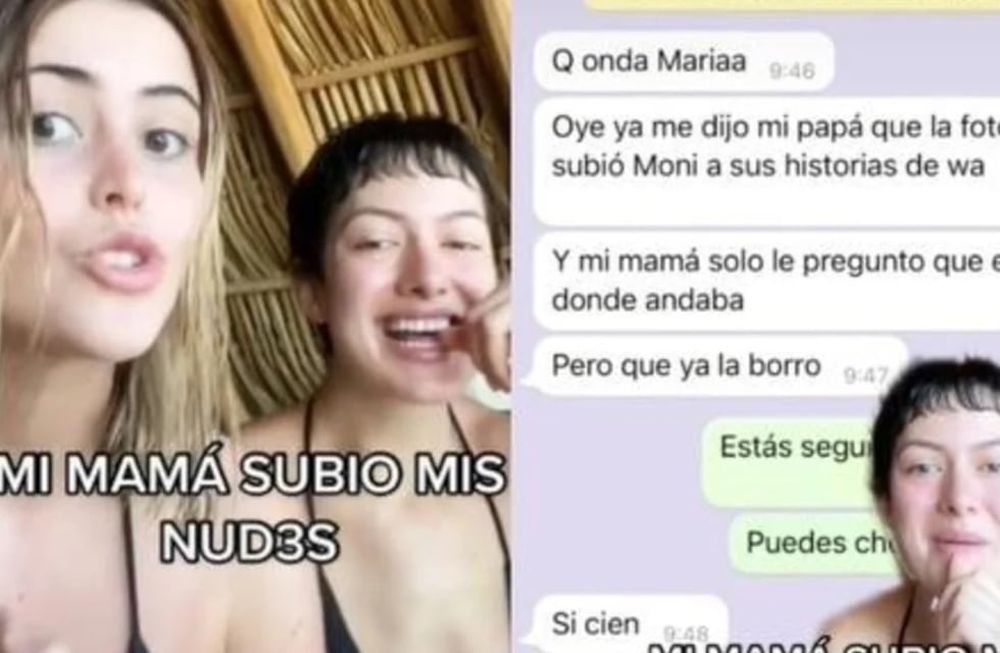 Una modelo mexicana contó por TikTok que le mandó una foto a su mamá en una playa nudista y la madre la compartió en sus historias de WhatsApp.