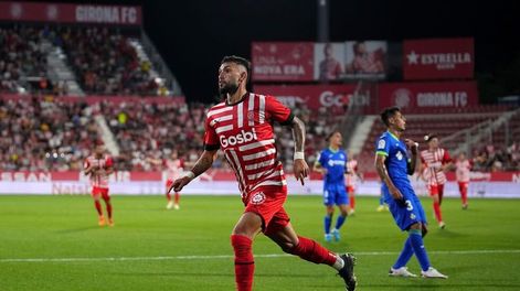 Valentín Castellanos anotó el tercer tanto del Girona en el triunfo ante el Getafe, donde fue titular Fabricio Angileri.