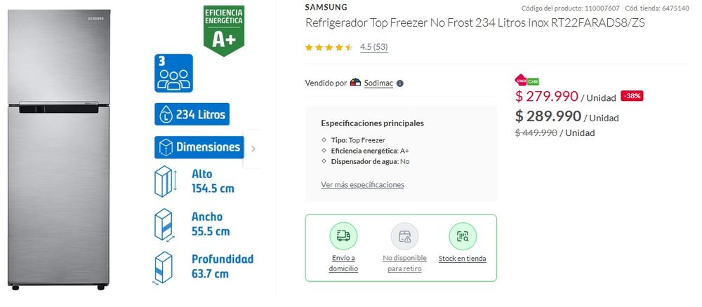Precio de heladera Samsung en Falabella Chile (agosto de 2025) Precio de heladera Samsung en Falabella Chile (agosto de 2025)