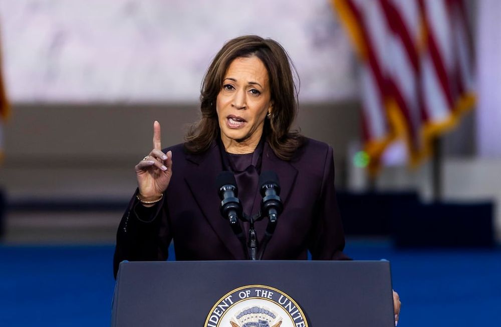 Kamala Harris llamó a reconocer la victoria de Trump. EFE/EPA/JIM LO SCALZO