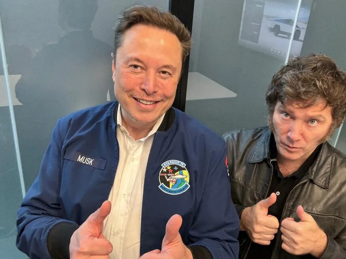 Javier Milei junto a Elon Musk