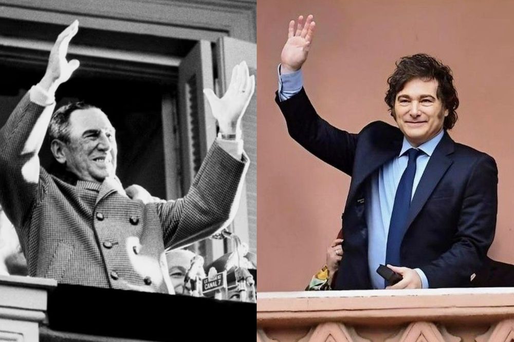 Juan Domingo Perón y Javier Milei